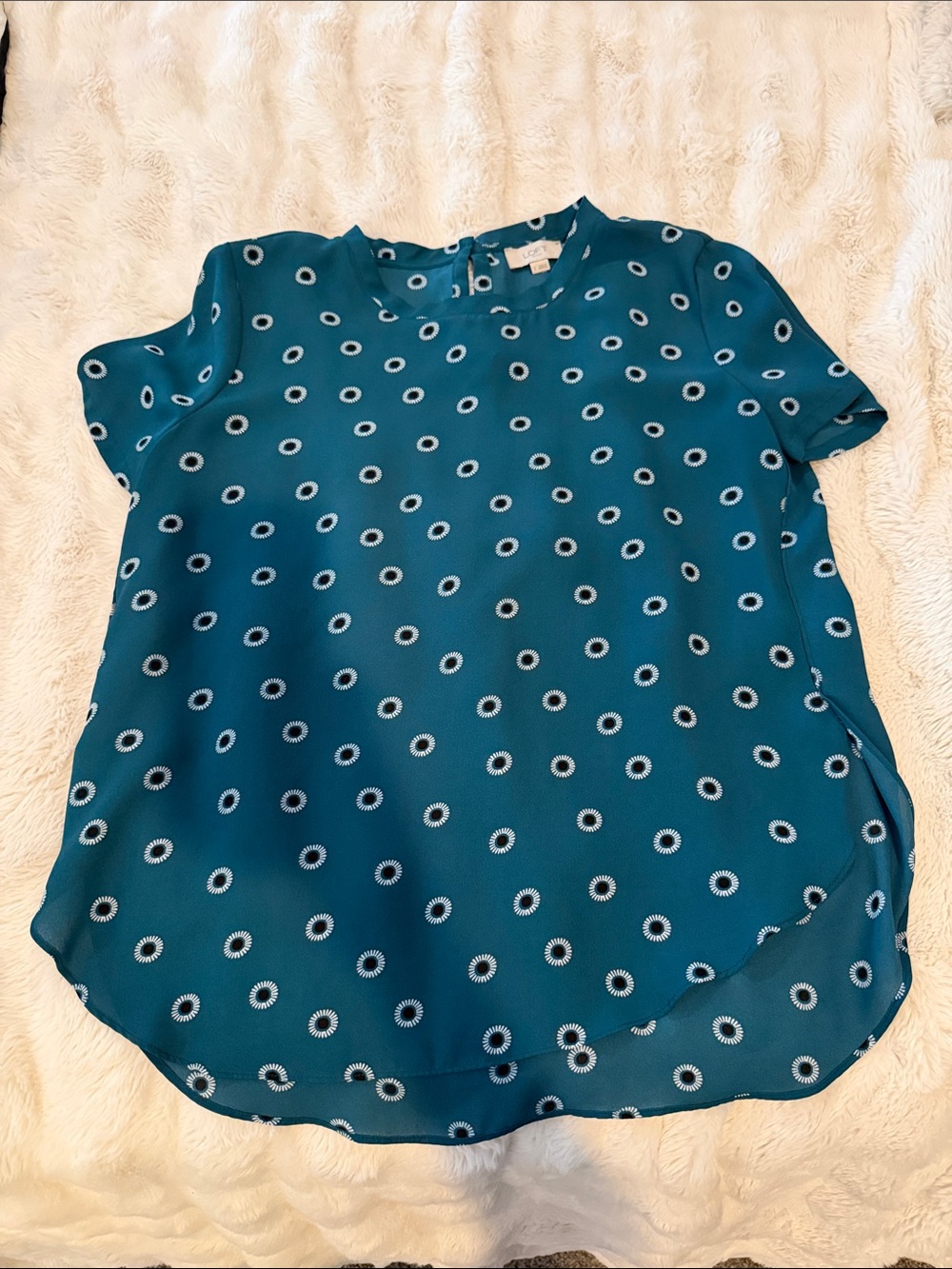LOFT Womens Teal Short Sleeve Blouse